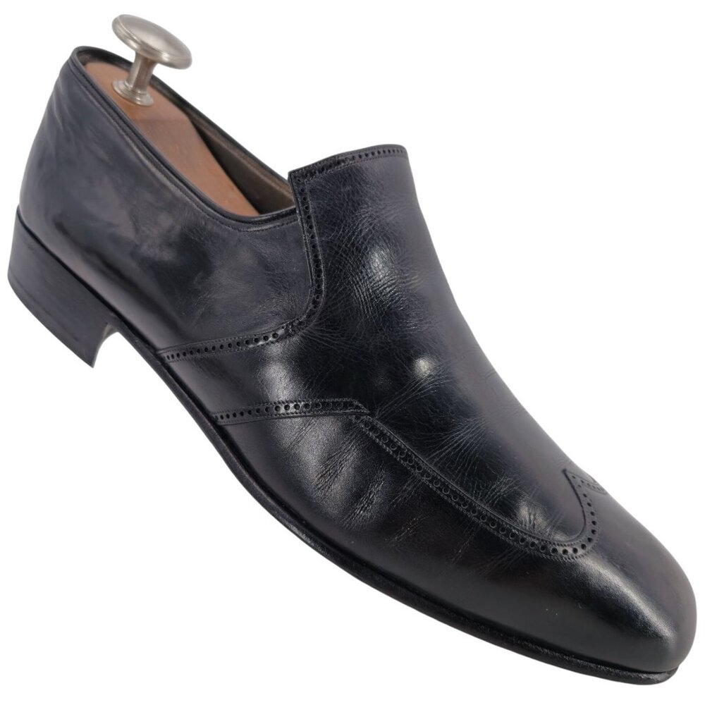 Vintage Barletta Handmade Italian Dress Shoes Mens 10.5C Black Leather Loafers